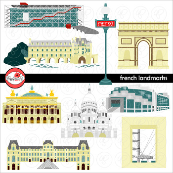 Preview of French Landmarks Clipart by Poppydreamz