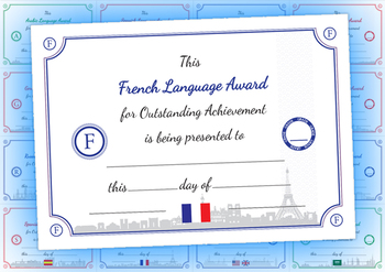 French Language Award Certificate by ScholarCraft TpT