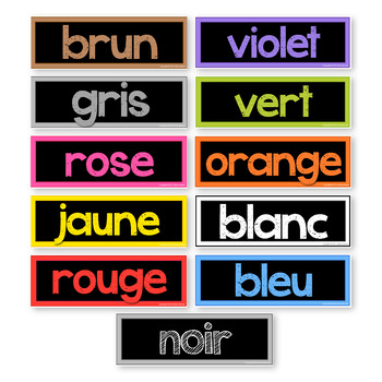 French Language Color Words Classroom Signs {Black Series} by Maria Gavin
