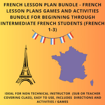 Preview of French Lessons Bundle - French Lesson Plans Games and Activities (Set of 4)