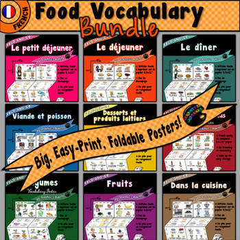 Preview of French Language Learning Vocabulary Posters—Foods  *BUNDLE*