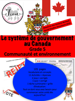 Preview of French: Le système de gouvernement au Canada, Gr.5, 105  slides