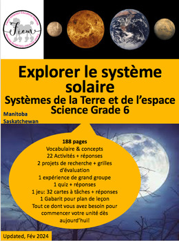 Preview of French: "Le système solaire", Sciences, Grade 6, 188 pages