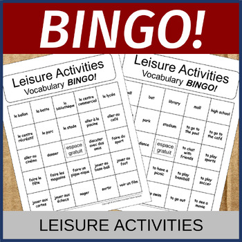 French Leisure Activities Vocabulary BINGO! Game | TPT