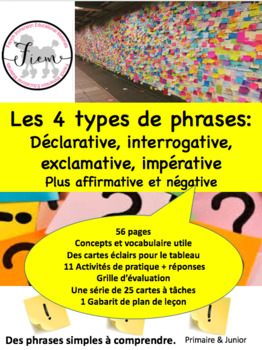 Preview of French: Les 4 types de phrases, activités, 56 pages
