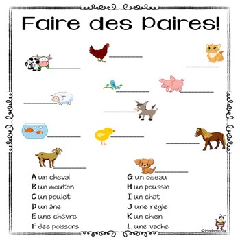 French: Les Animaux de la Ferme: Memory Game + 4 other activities by ...