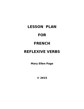 Preview of French Lesson Plan for Reflexive Verbs