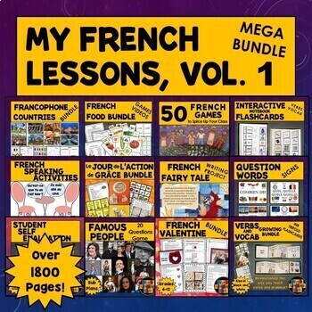 Preview of FRENCH LESSON PLANS ⭐ French Activities ⭐ French Games Mega Bundle Vol. 1