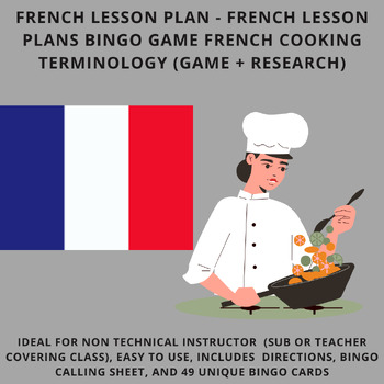 Preview of French Lesson Plans / French Lessons   French Cooking Terminology BINGO (Sub OK)