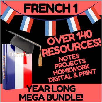 Preview of French Level 1| Year 1 MEGA Bundle for Middle/High School