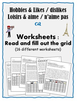 Preview of French – Loisirs, Hobbies & Likes / dislikes, Aime / N’aime pas - 16 Worksheets