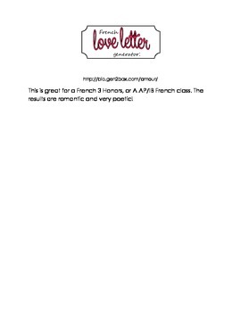 French Love Letter Generator by | TPT