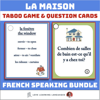 French Maison - House Speaking Taboo Game and Question Cards Bundle