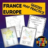 French Map Quiz:  Map Practice, Quizzes, France and Europe, La France, L'Europe