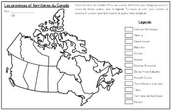 Preview of French Map of Canada and Capitals - La carte du Canada et les capitales