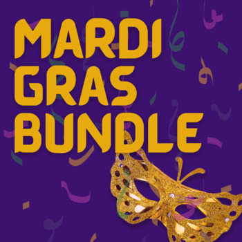Preview of French Mardi Gras Bundle | Vocabulary | Masks | Word Work | Reading | Foldable