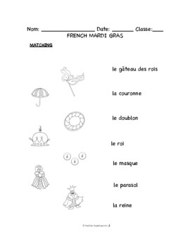 French Mardi Gras WORKSHEETS by Madina Papadopoulos | TpT