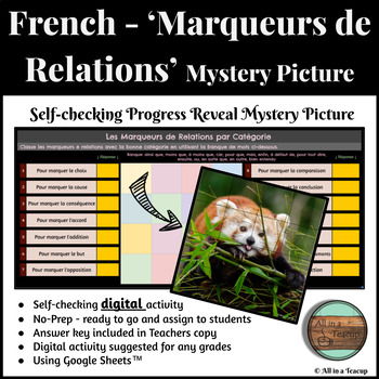 Preview of French Linking Words Marqueurs de Relation Digital Activity Mystery Picture