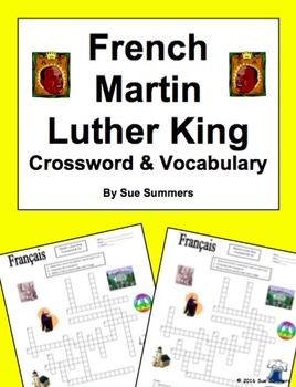 Preview of French Martin Luther King Day Crossword and Vocabulary