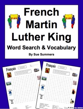 Preview of French Martin Luther King Day Word Search, Vocabulary, and Image IDs - MLK