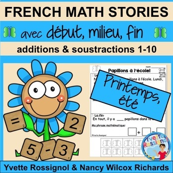 Preview of French Math Word Problems - Résolution de problèmes en maths - printemps - été
