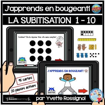 Preview of French Math Boom Cards Subitizing with Brain Breaks | nombres 1 à 10