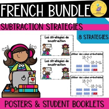 Preview of French Math Subtraction Strategies Bundle I Les Stratégies de Soustraction