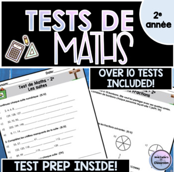 Preview of French Math Tests Grade 2 - Évaluation de maths- Ontario 2020 Curriculum