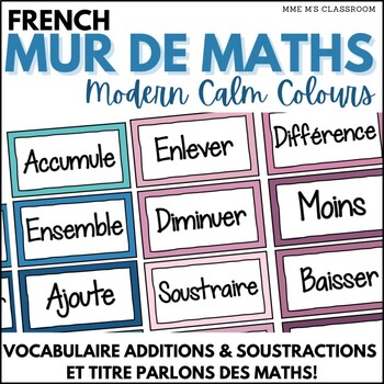 Preview of French Math Wall Title and Addition & Subtraction Vocabulary