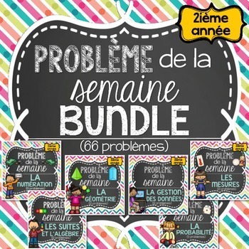 Preview of French Math Word Problems BUNDLE (Grade 2 - Problème de la semaine)