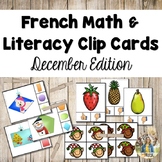 French Math and Literacy Centre Clip Cards - DECEMBER / HOLIDAYS