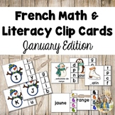 French Math and Literacy Centre Clip Cards - JANUARY/WINTE