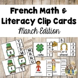 French Math and Literacy Centre Clip Cards - MARCH/ST PATR