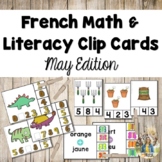 French Math and Literacy Centre Clip Cards - MAY/SPRING Edition