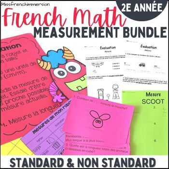 Preview of French Math Grade 2 Measurement Bundle: Standard and Non Standard Measurement