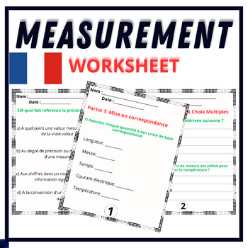 Preview of French Measurement - Test - Questions Wite their answers - Worksheet - Science