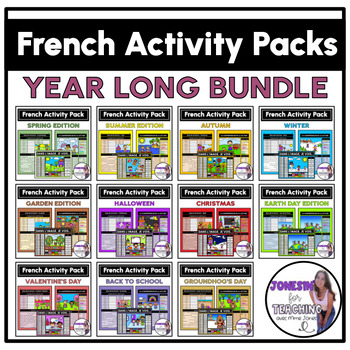 Preview of French Mega Bundle - Listening, Speaking, Reading, Writing Activities