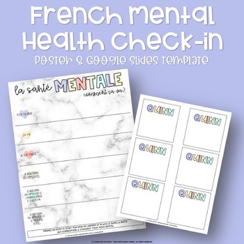 Preview of French Mental Health Check-In - Poster & Google Slides Template