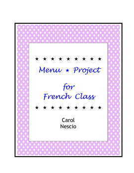 Preview of French Menu ~ Menu Project For French Class