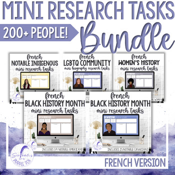 Preview of French Mini Biography Research Tasks - Digital BUNDLE!