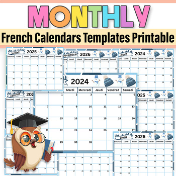Preview of French Monthly Calendar |2024-2025-2026 Monthly Calendar Winter |Mon Calendrier