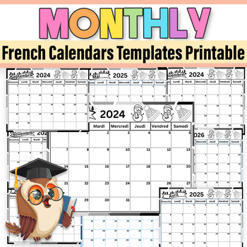 Preview of French Monthly Calendar |2024-2025-2026 Monthly Calendar Winter |Mon Calendrier