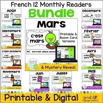 Preview of French Monthly Printable & Digital Boom Card Readers Bundle - le mois de l'année
