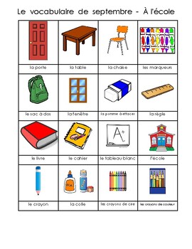 Preview of French Monthly Vocabulary Grade 1 & 2 | French Immersion, Francophone