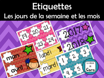 Preview of French Months and Days of the Week Labels-Etiquettes Jours de la semaine et mois
