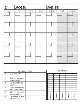 French Morning Calendar Work - grade 1 and 2 by idreamofsummer | TpT