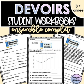Preview of French Morning Work | Homework Grade 3 French Immersion WHOLE YEAR BUNDLE