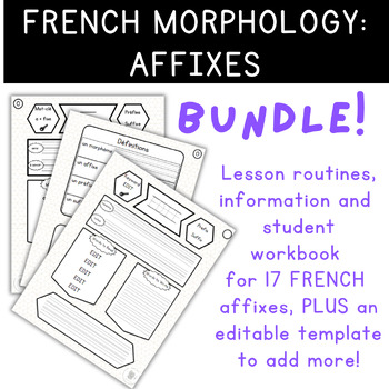 Preview of French Morphology: Affixes - Student Lexicon, Teacher Notes, Editable Template!