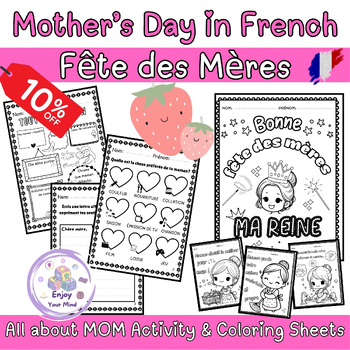 Preview of French Mother's Day Activity "All About MOM" + Coloring Sheets (Tout Sur Maman)