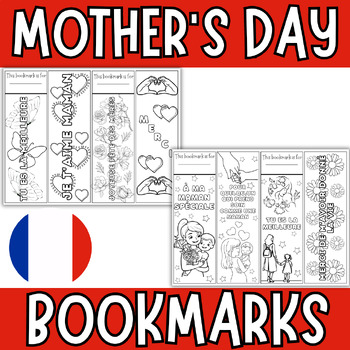 Preview of French Mother's Day Bookmarks to Color | Fête des Mères Coloring Bookmarks